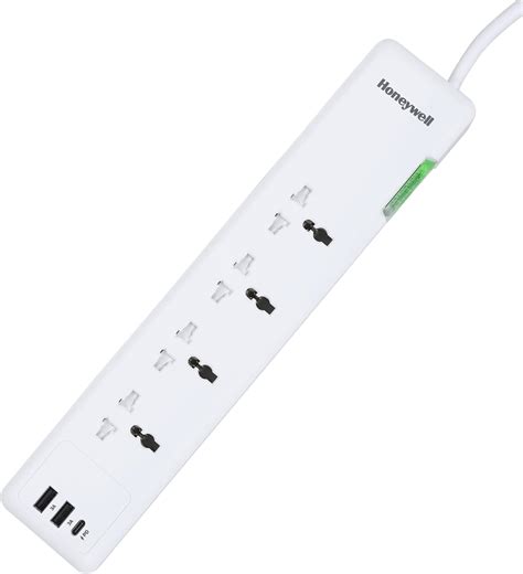 Honeywell Surge Protector, 8 Universal Sockets,20000Amp, 2 Meter Cord ...
