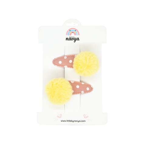 Dots And Dimples Pair of Yellow and Peach Tic Tac Hair clips (2-8 years ...