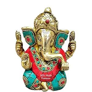 Buy MVs Madh Ventures Brass Lord Ganesha - Pillayar Multi Coloured ...