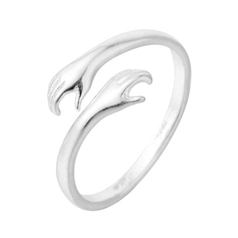 Brstjewey Hug Ring, Silver Hug Ring, Hugging Hands Ring, Silver Hands ...