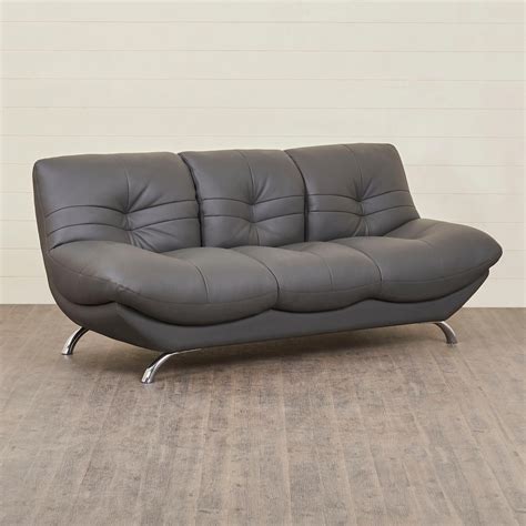 Buy Residence Next Half Leather 3-Seater Sofa - Grey from Home Centre ...