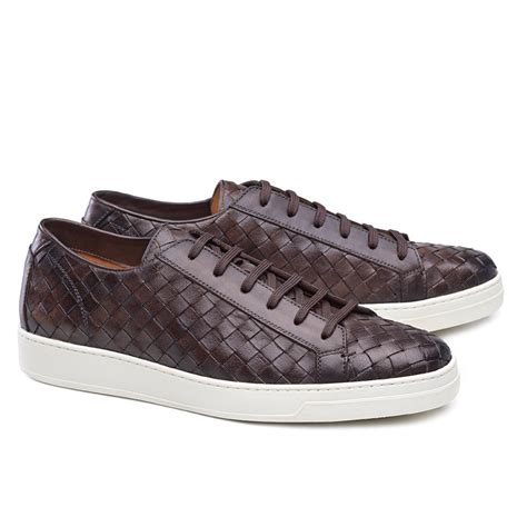 Height Increasing Brown Braided Leather Cornella Lace Up Sneakers ...