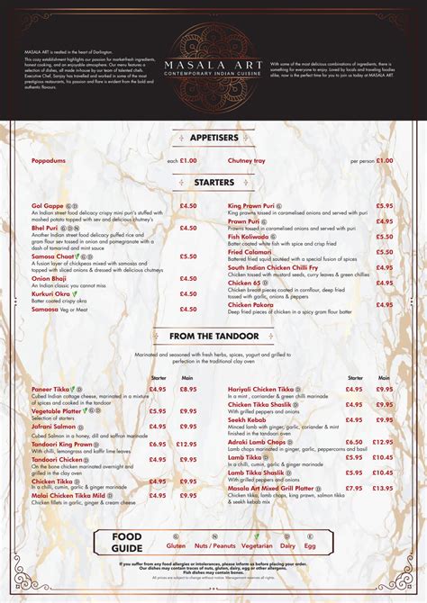 Menu 2024 - Masala Art in Darlington | TheFork