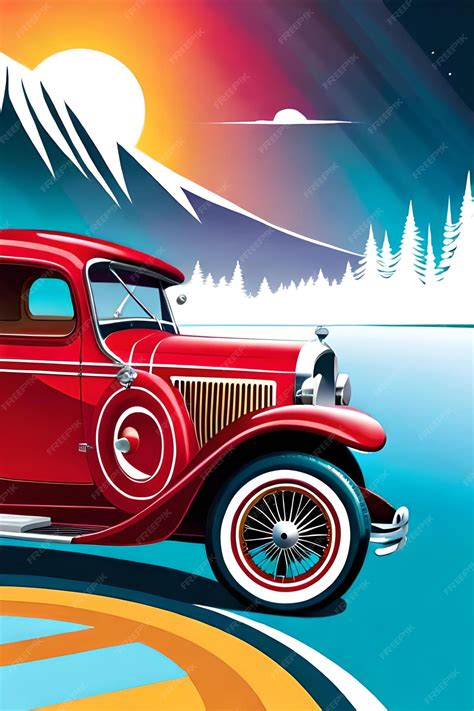 Premium Photo | Full Color Poster of Vintage Classic car Antique and ...