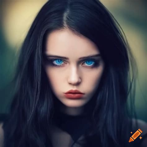 Portrait of a beautiful woman with blue eyes