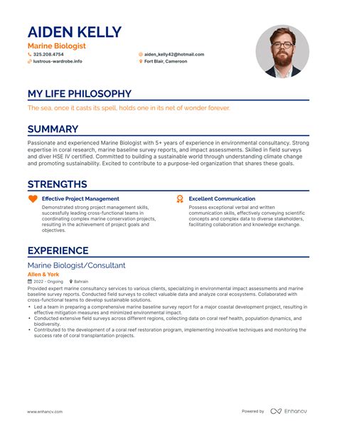 Marine Biologist Resume Biology Resume Examples [Also For Entry Level