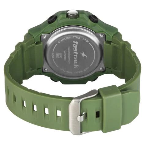 Fastrack Streetstyle Quartz Digital Black Dial Green PU Strap Watch Fo ...