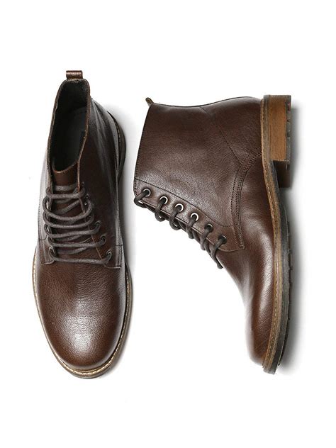 Buy HRX by Hrithik Roshan Signature Men Brown Leather Boots (7UK) at ...