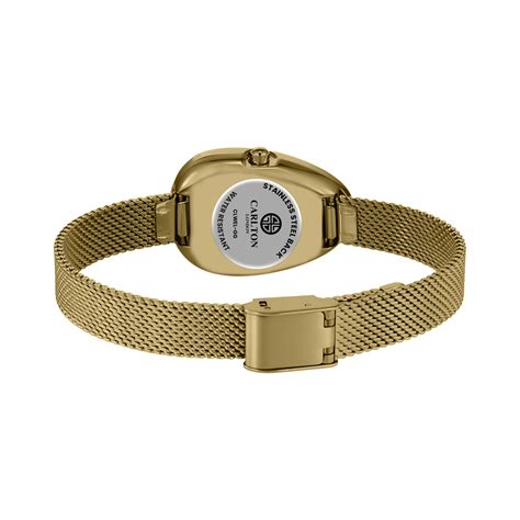 Carlton London Eleanor Women Golden Green Stainless Steel Watch