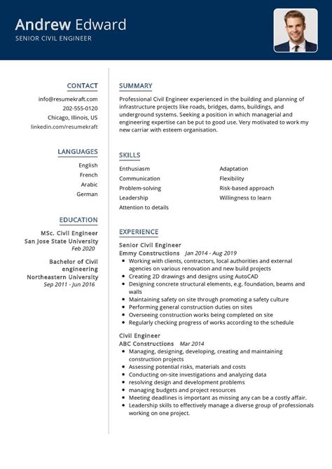 Civil Engineer Resume Example 的图像结果
