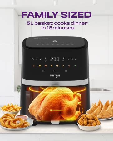 Milton Rapid Digital Air Fryer 5L | 1450W | 360° High Speed Air ...