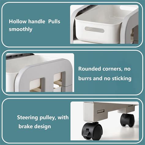 Buy HOTRCR Storage Trolley Cart 3 Tier Storage Trolley on Wheels ...