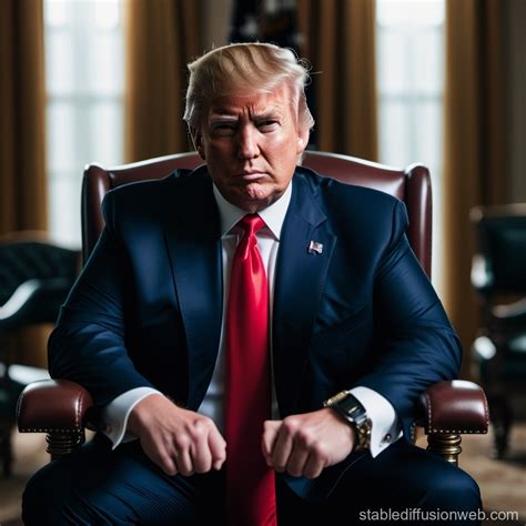 Evil Look: Handcuffed Donald Trump on Chair | Stable Diffusion Online