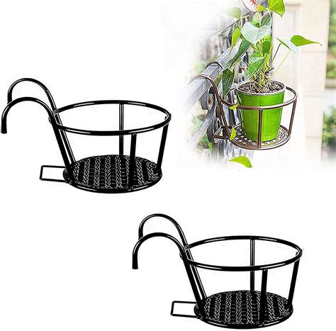 BERNIE ANSEL Black Iron Hanging Railing Planter for Balcony or India | Ubuy