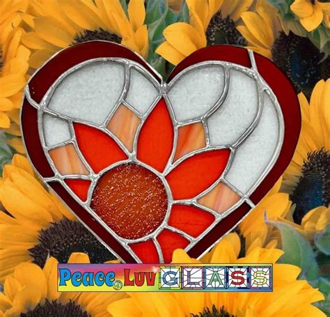 Stained Glass Sunflower Heart Class, Peace Luv Glass - Stained Glass ...