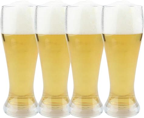 Plastic Pilsner Glasses, 16 oz Unbreakable Classic Beer Glasses, Clear ...