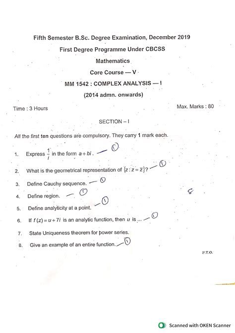 Complex Analysis sem 5 - Its model questions for Bsc Mathematics - Studocu