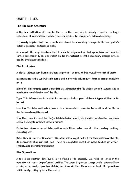 BCA SEM 3 data structure mod 5 - UNIT 5 – FILES The File Data Structure ...