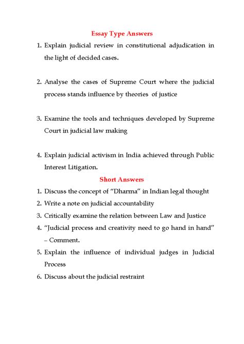 Important Questions - Judicial Process (Essay & Short Answers) - Studocu