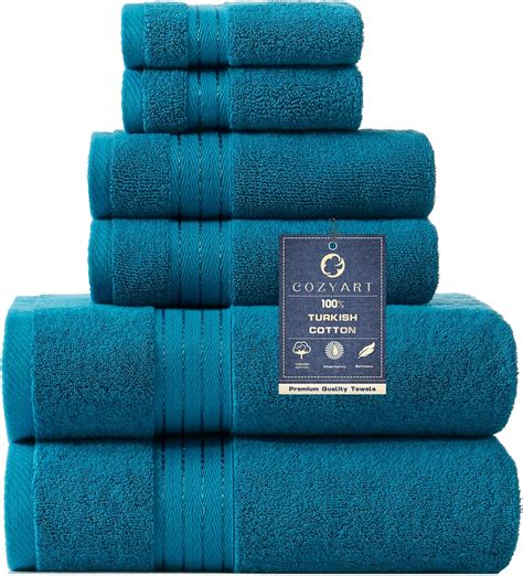 COZYART Teal Blue Bath Towels Set for Bathroom Soft Absorbent Durable ...