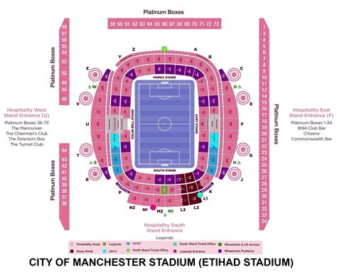City of Manchester Stadium Seating Plan with Seat Numbers - Etihad Stadium
