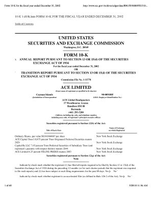 Fillable Online 2003 ACE Form 10-K.pdf - ACE Insurance Litigation Watch ...