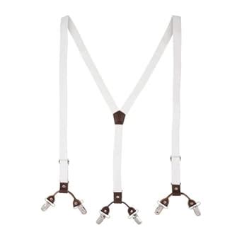 Buy The Tie Hub Solid White with Brown Y Back Slim Suspender For Men at ...