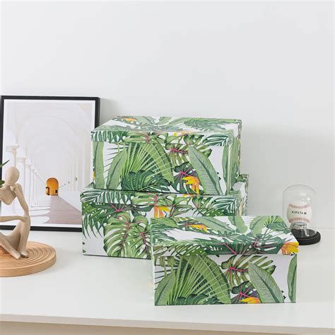 Buy Soul & Lane Decorative Storage Cardboard Boxes with Lids | Tropical ...