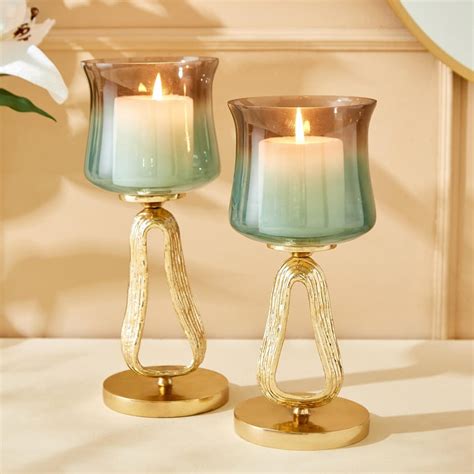 Buy Eternity Viva Ribbon Glass Hurricane Candle Holder from Home Centre ...