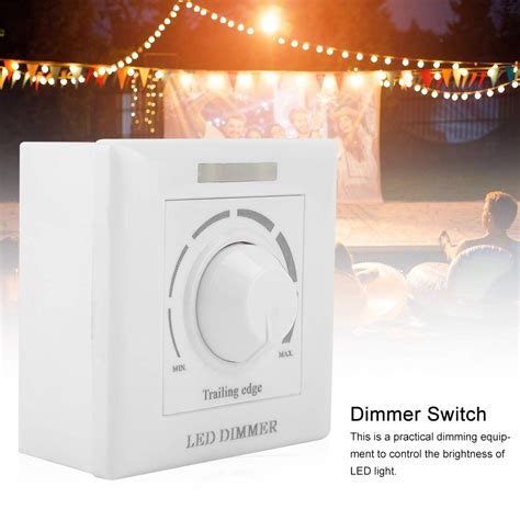 LED Dimmer Switch, IP65 200W AC 220V Adjustable Brightness Trailing ...