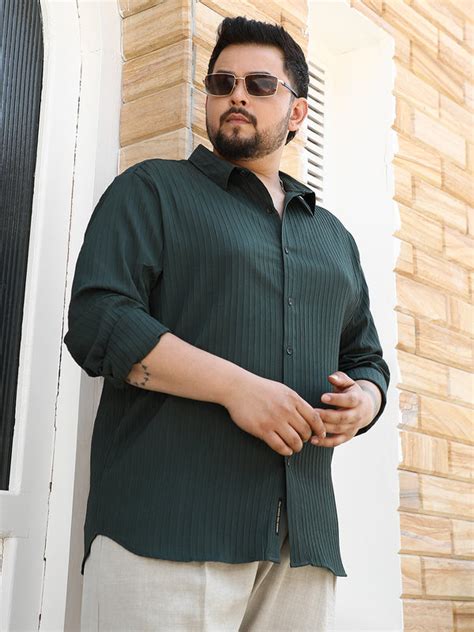 Instafab Plus Men's Sacramento Green Pinstripe-Tactile Shirt