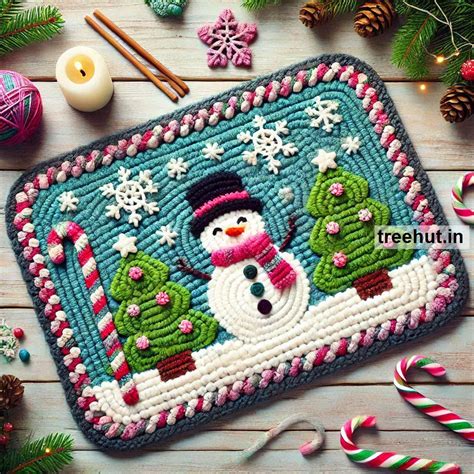 Door Mat Christmas Crochet Ideas with Leftover Yarn