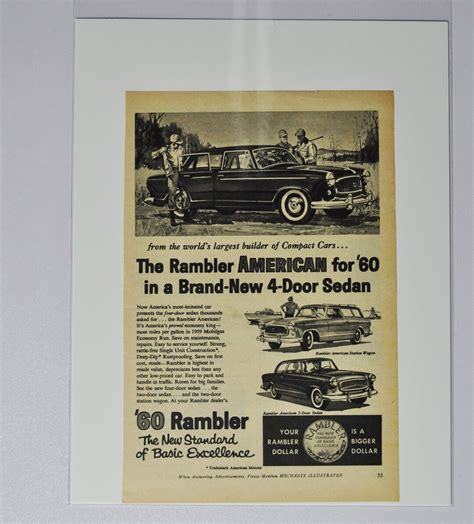 Car Ad 1960 AMC Rambler 4-door Sedan (american Motors Company Classic Old Photo Advertisement ...