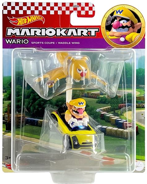 Buy Hot Wheels Mario Kart Wario in Sports Coupe Kart with Waddle Wing ...