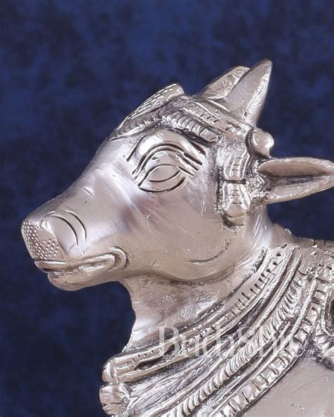 Buy Brass Superfine Nandi Bull Idol | 5.5 inch silver plated - Budhshiv.com