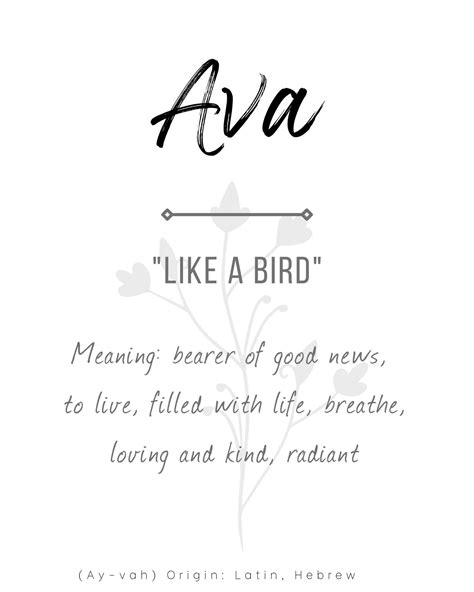 Ava Baby Name Meaning Baby Nursery Sign Printable Baby Name - Etsy