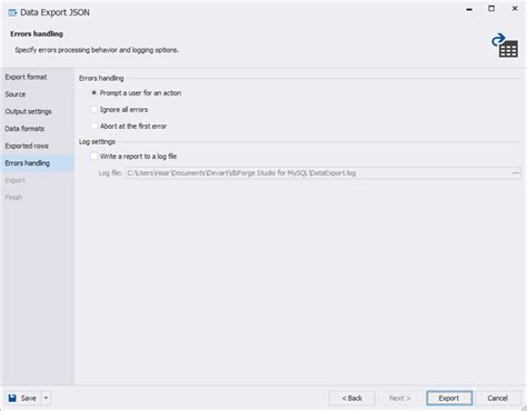 Exporting MySQL Database 的图像结果