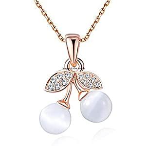 Om Jewells Crystal Jewellery Rose Gold Plated Dangling Cherry Shape ...