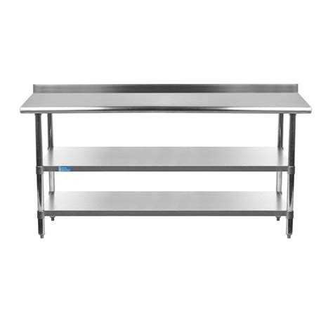 Amgood Stainless Steel Prep Table with 1.5" Backsplash and 2 ...