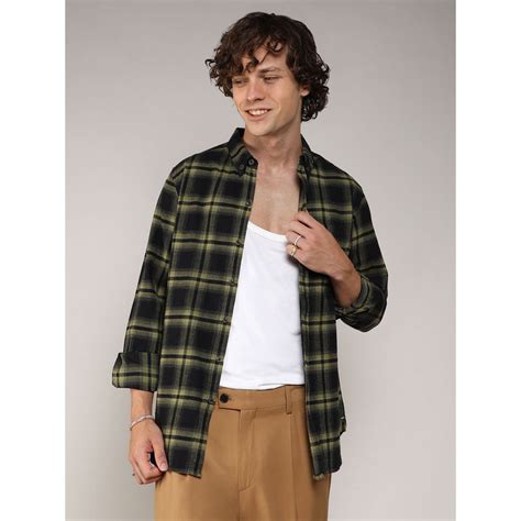 Buy Campus Sutra Mens Midnight Black & Yellow Brushed Buffalo Checks ...