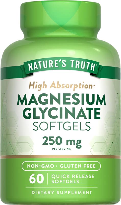 Amazon.com: Nature's Truth Magnesium Glycinate 250mg | 60 Softgels ...