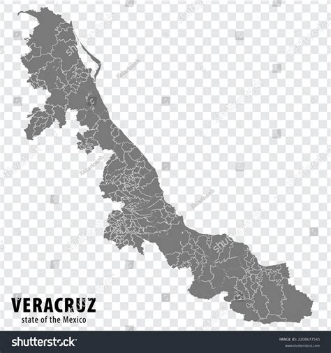 State Veracruz Mexico Map On Transparent Stock Vector (Royalty Free ...