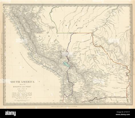 BOLIVIA, PERU & part of Brazil. Indian tribes. Bolivian Litoral. SDUK 1844 map Stock Photo - Alamy