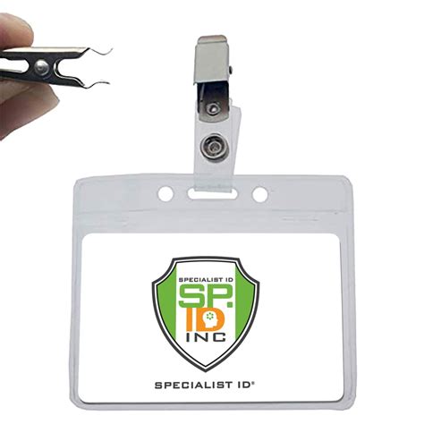 10 Pack - Clear Horizontal Name Tag Badge Holders with Clothing ...