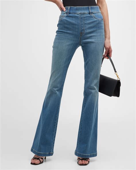 Spanx High-Rise Flared Stretch-Denim Jeans | Neiman Marcus