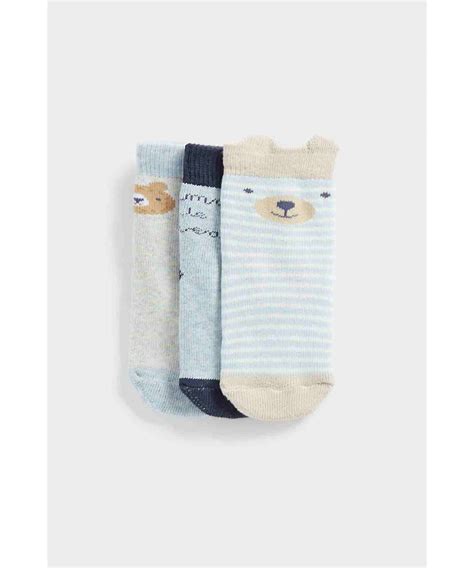 Mothercare Boys Soft Terry Fabric Socks - Pack of 3 - Blue