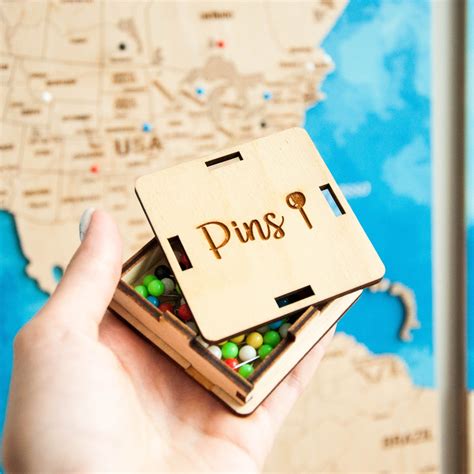 Wooden World Map Wall Art, Push Pin Map, Personalized Travel Map, Above ...