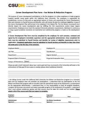 CSUDH Career Development Plan Form – Fee Waiver & Reduction Program ...