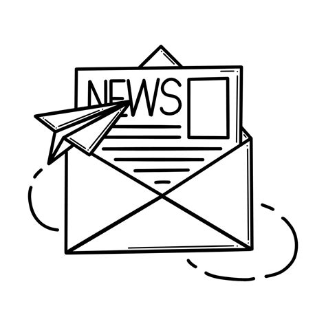 Newsletter line vector icon. Outline email. Envelope with letter vector ...
