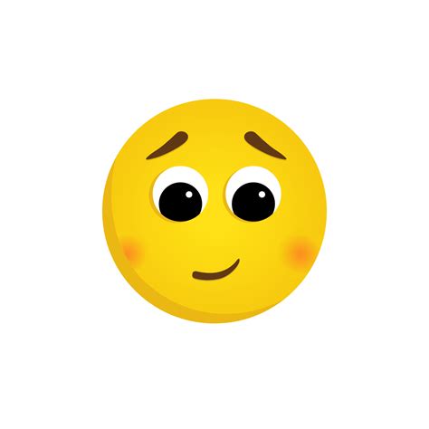 Vector shy emoticon isolated on a white background. Yellow flushed face emoji with downcast eyes ...